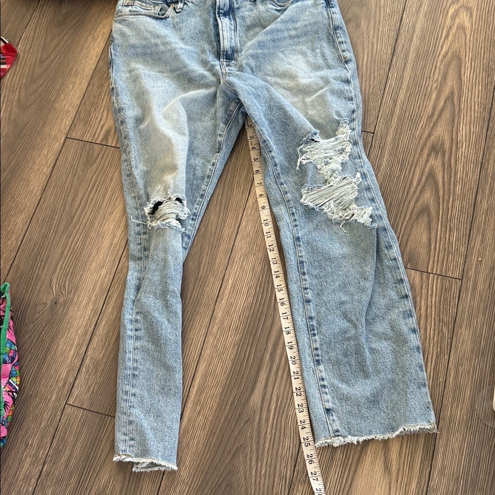 Good American Light Blue Distressed Straight Leg Jeans good boy new with tags - Picture 8 of 8